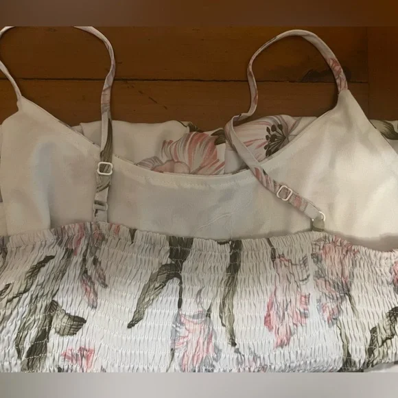 Floral Mini Dress in White and Pink - Picture 6 of 10